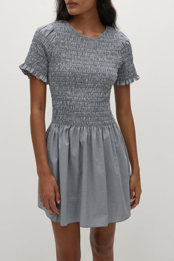 Faithfull the Brand Edda Mini Dress Hanne Gingham Vintage Navy