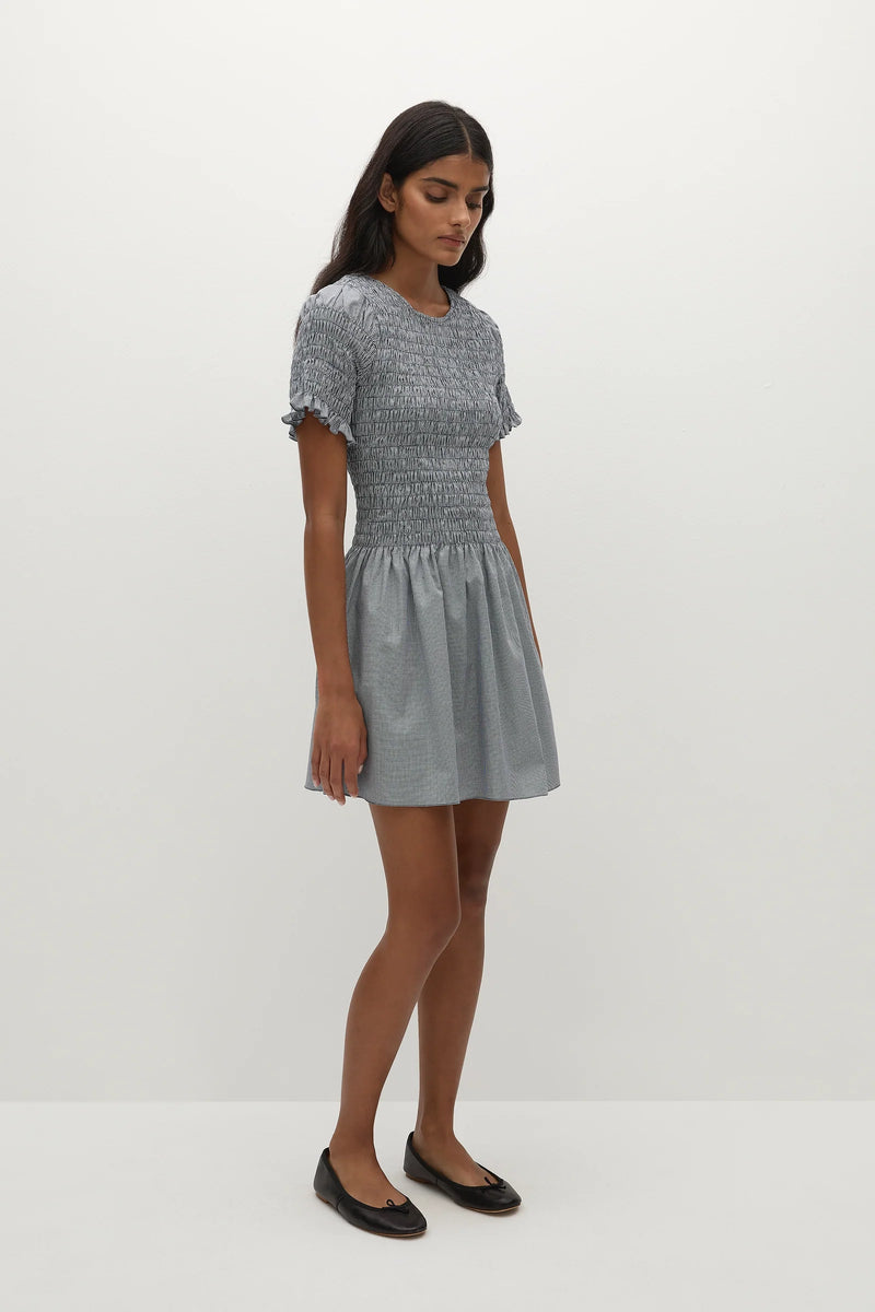Faithfull the Brand Edda Mini Dress Hanne Gingham Vintage Navy