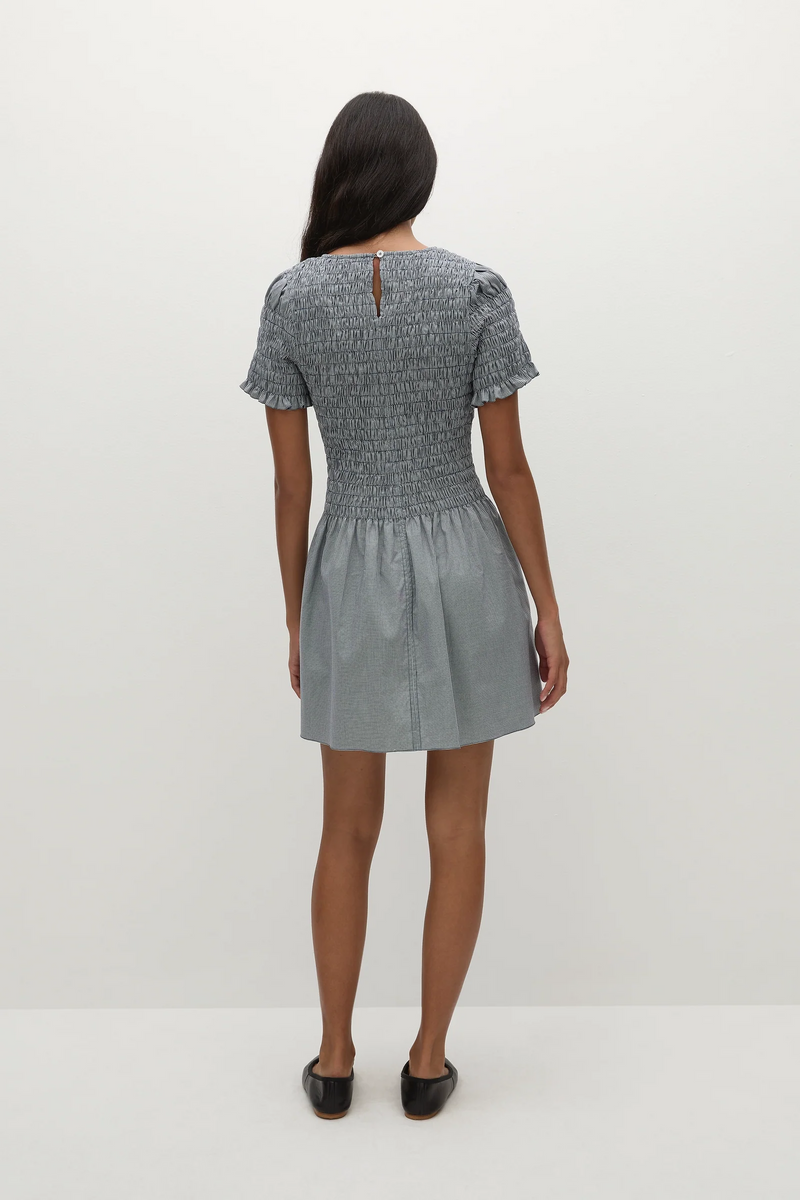 Faithfull the Brand Edda Mini Dress Hanne Gingham Vintage Navy