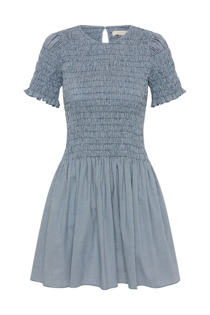 Faithfull the Brand Edda Mini Dress Hanne Gingham Vintage Navy