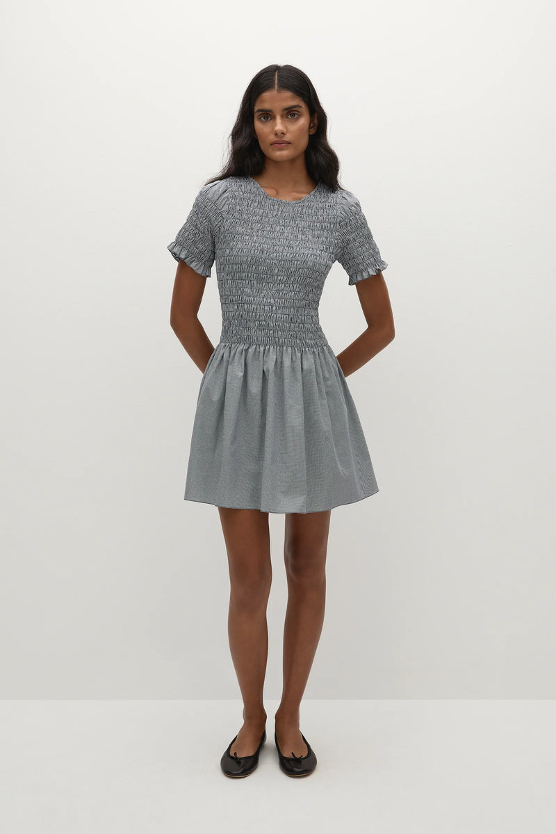 Faithfull the Brand Edda Mini Dress Hanne Gingham Vintage Navy