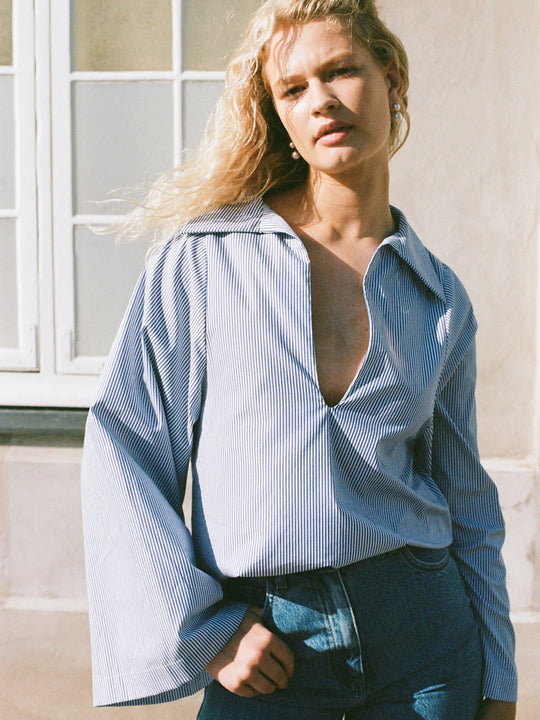 Faithfull the Brand Gaia Top - Helle Stripe Vintage Navy