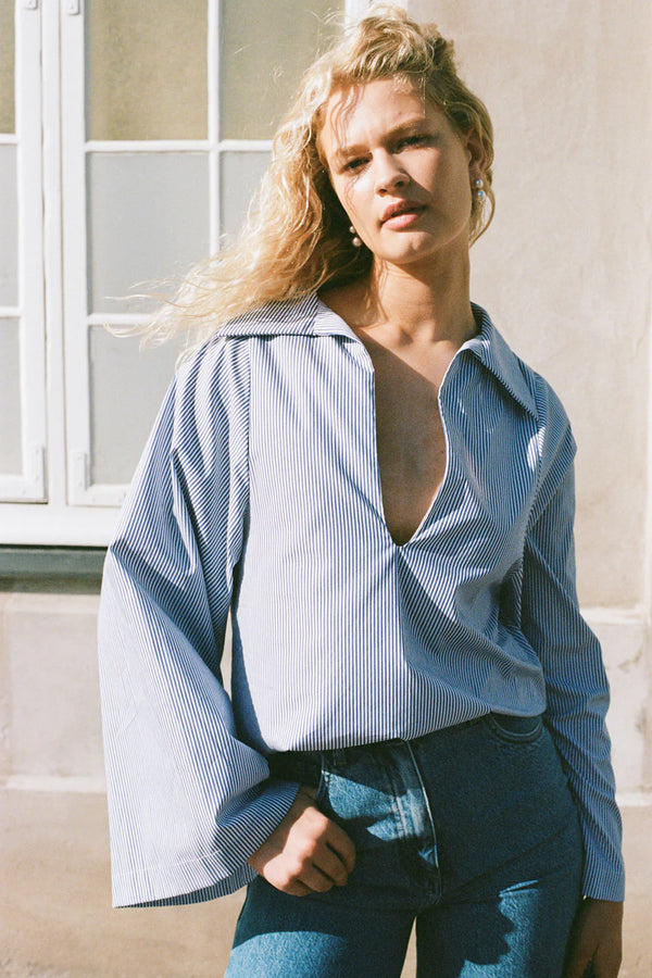 Faithfull the Brand Gaia Top - Helle Stripe Vintage Navy