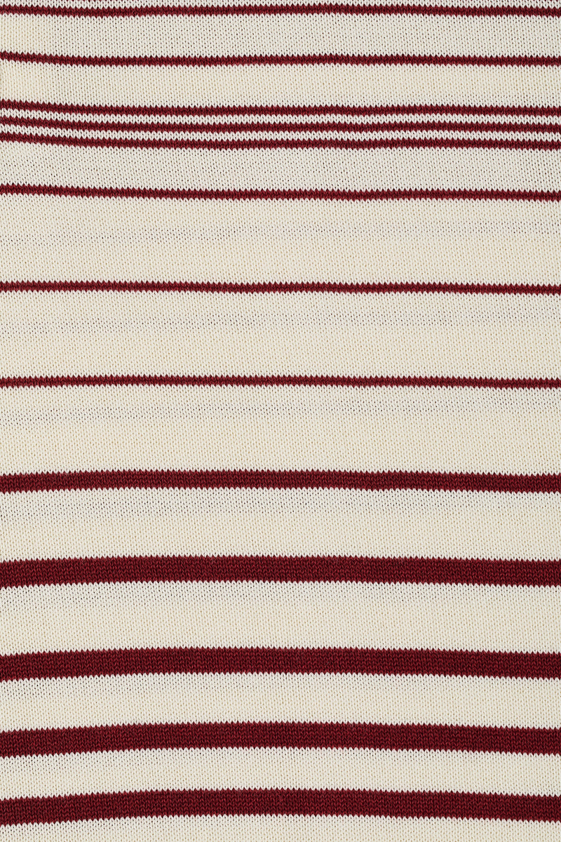 Faithfull the Brand Harlow Oversized Polo Scandi Stripe Red Cream