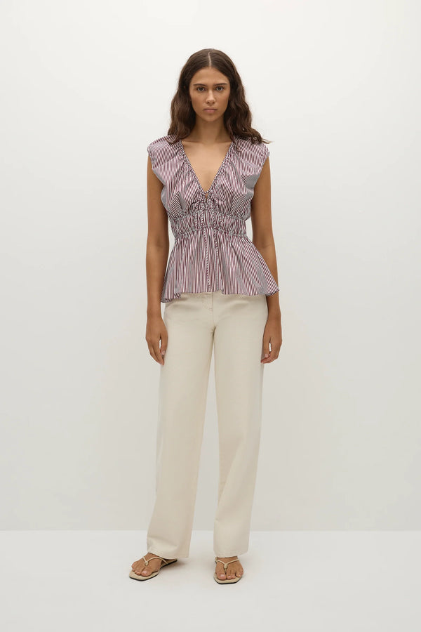 Faithfull the Brand Hedda Top Maia Stripe Burgundy