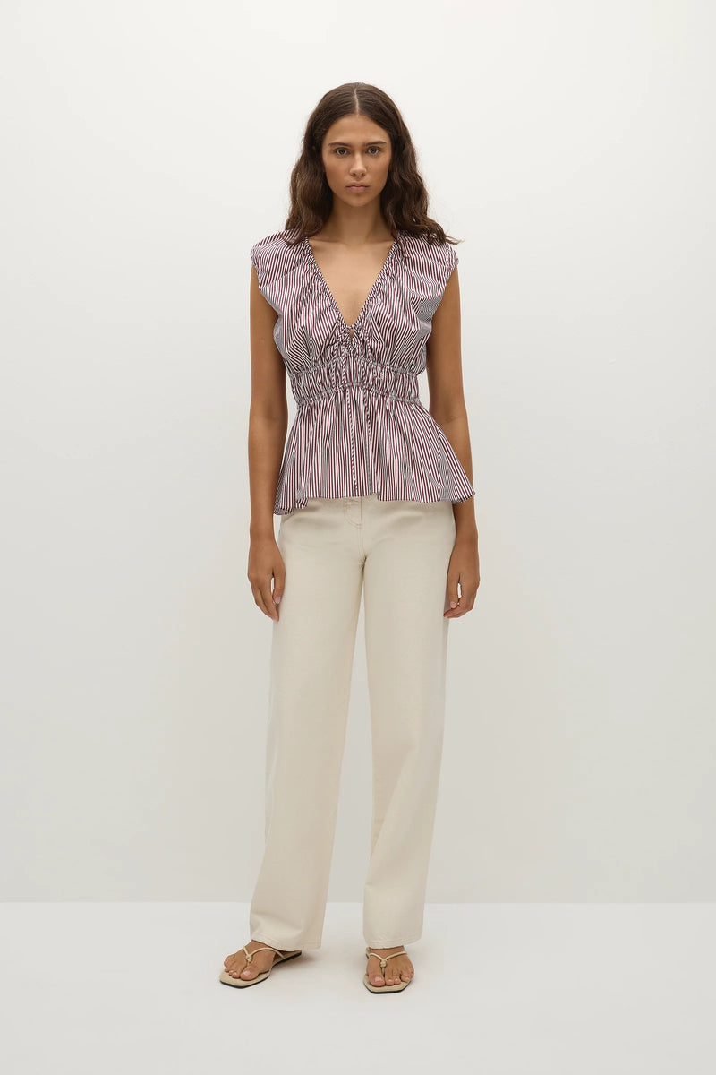 Faithfull the Brand Hedda Top Maia Stripe Burgundy