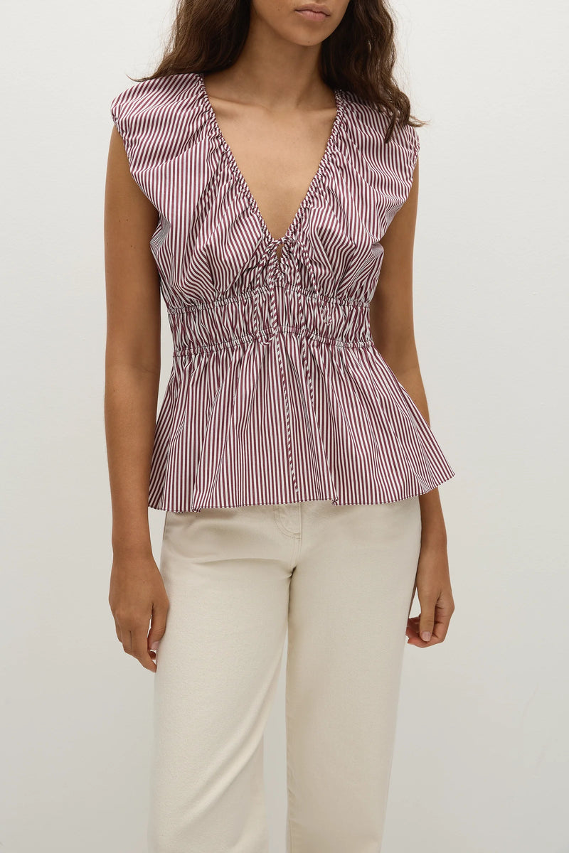 Faithfull the Brand Hedda Top Maia Stripe Burgundy