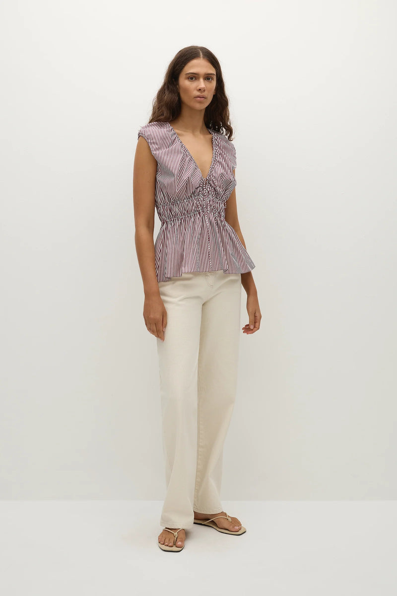 Faithfull the Brand Hedda Top Maia Stripe Burgundy