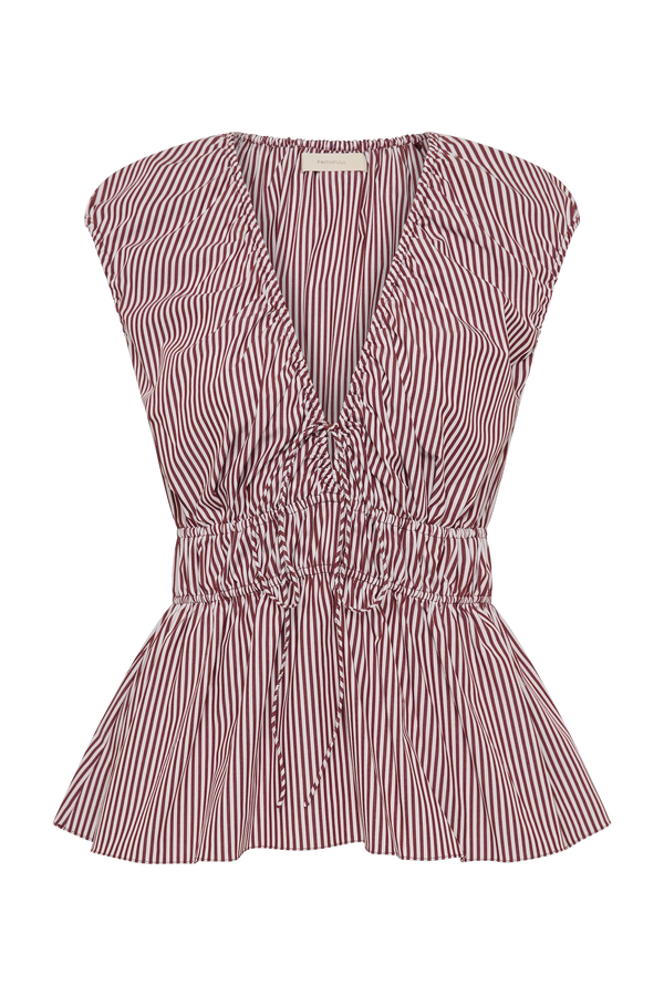 Faithfull the Brand Hedda Top Maia Stripe Burgundy