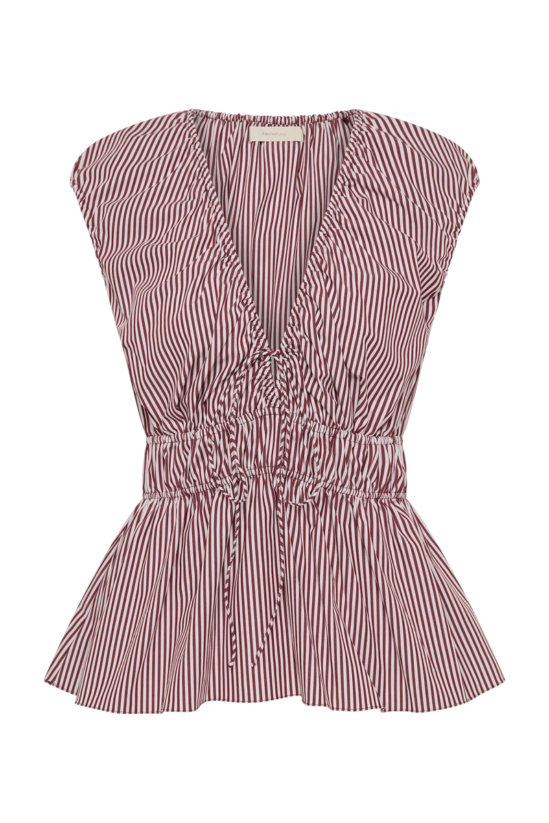Faithfull the Brand Hedda Top Maia Stripe Burgundy