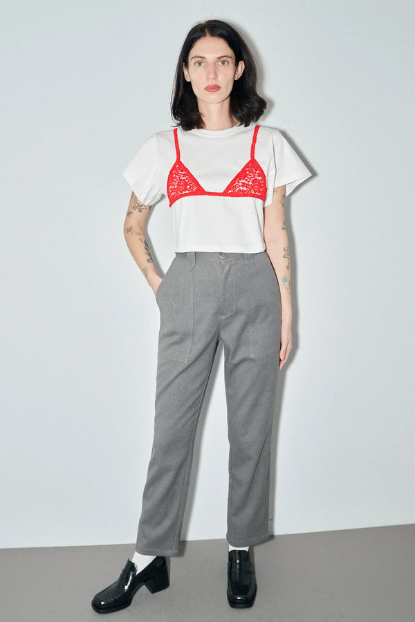 Fashion Brand Company Face Cut Out Trousers Gray