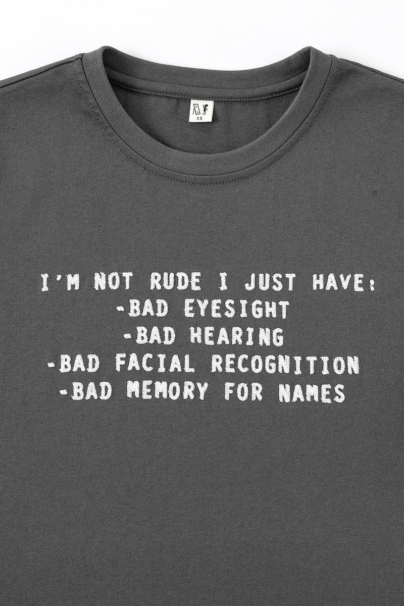 Fashion Brand Company I'm Not Rude Tommy Tee Gray