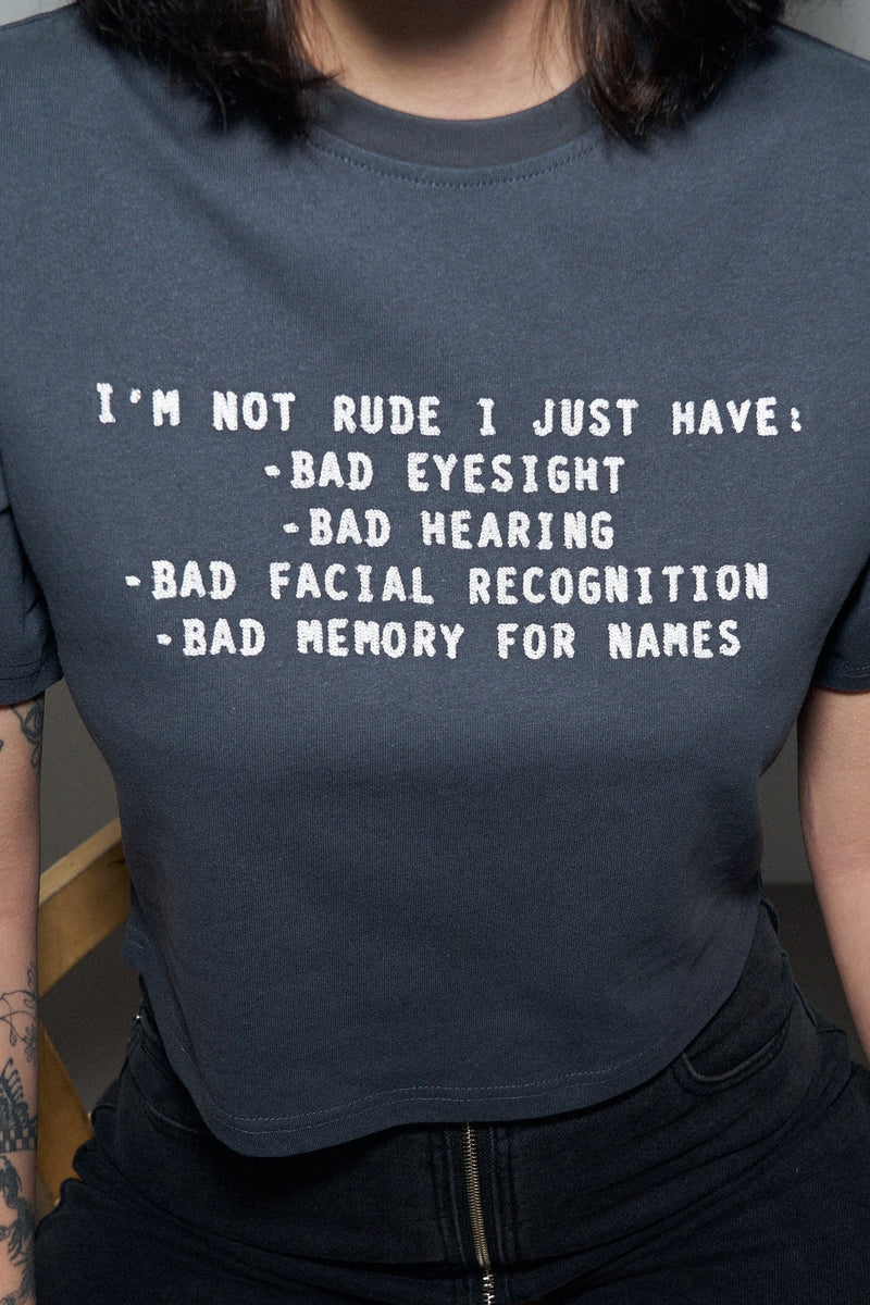 Fashion Brand Company I'm Not Rude Tommy Tee Gray