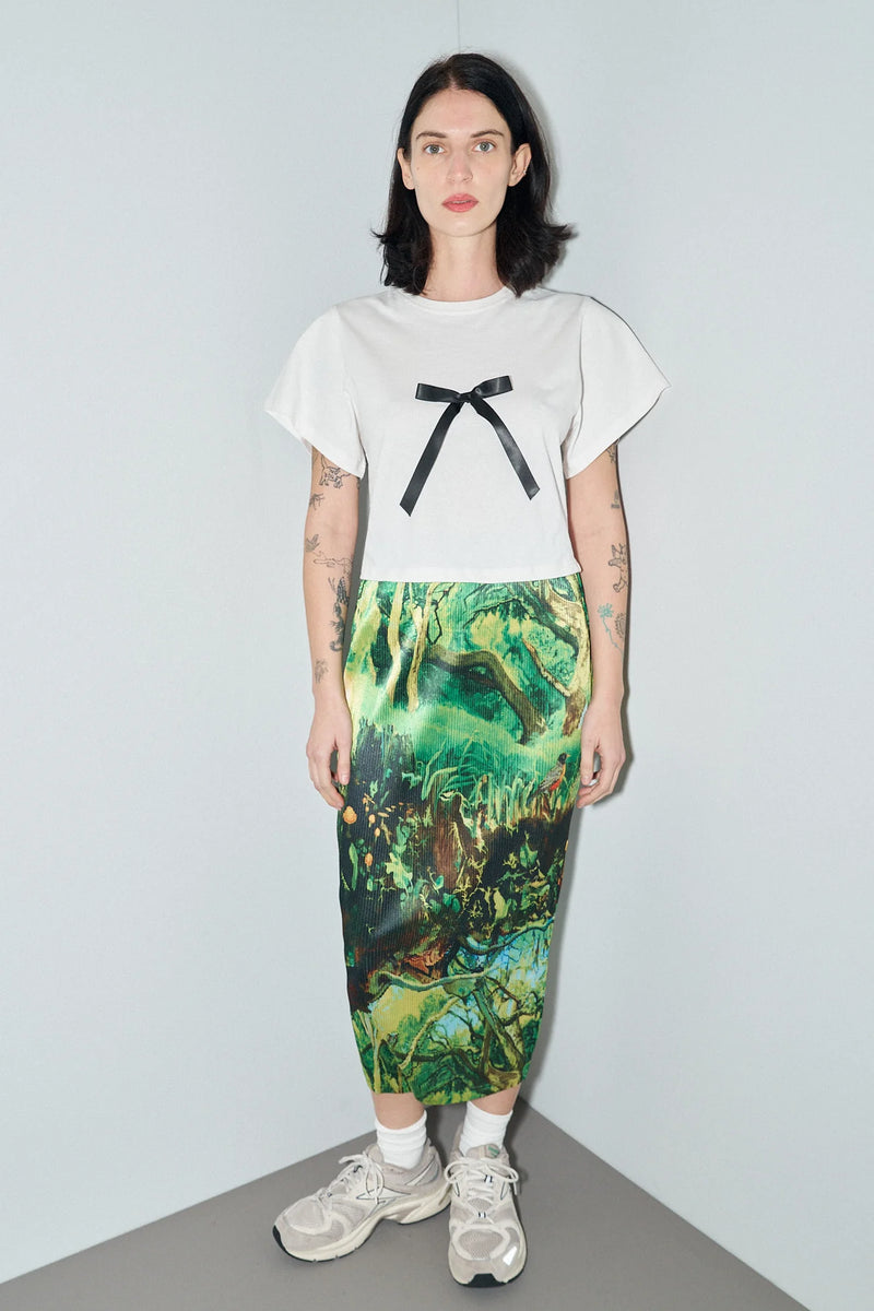 Fashion Brand Company Single Bow Cotton Tee Shirt White/Black