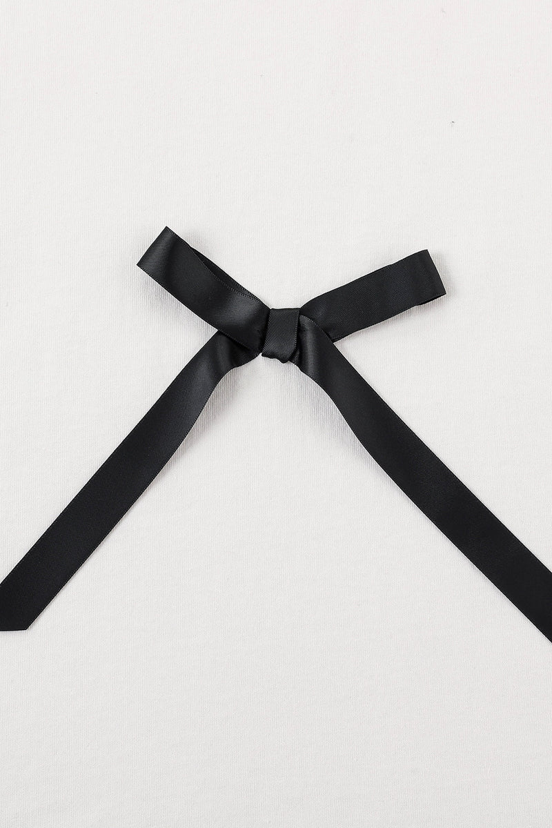 Fashion Brand Company Single Bow Cotton Tee Shirt White/Black