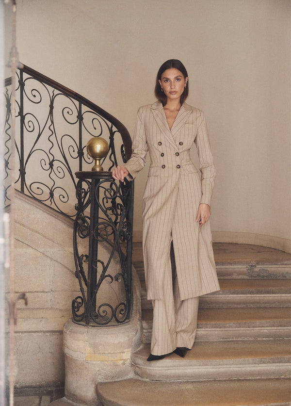 Favorite Daughter The Meyer Coat Natural Pinstripe