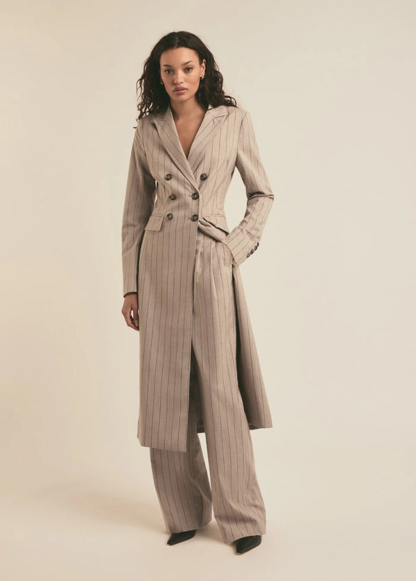 Favorite Daughter The Meyer Coat Natural Pinstripe