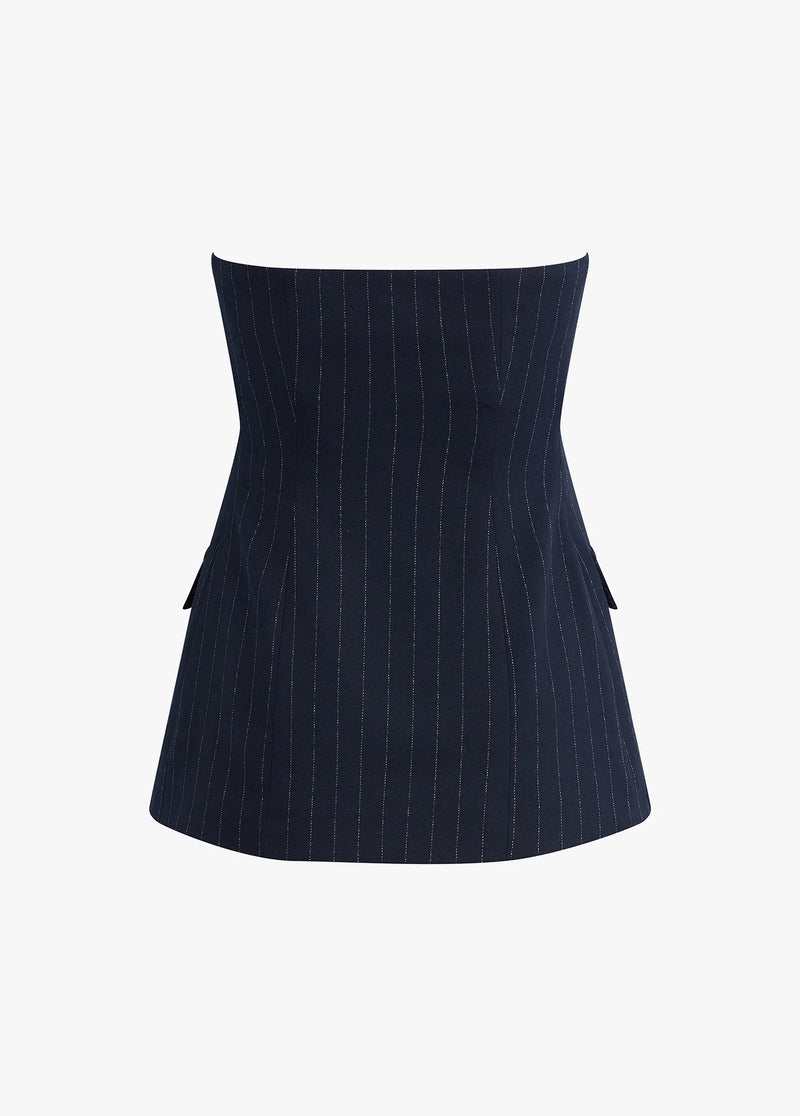 Favorite Daughter The Phoebe Bustier Navy Pinstripe