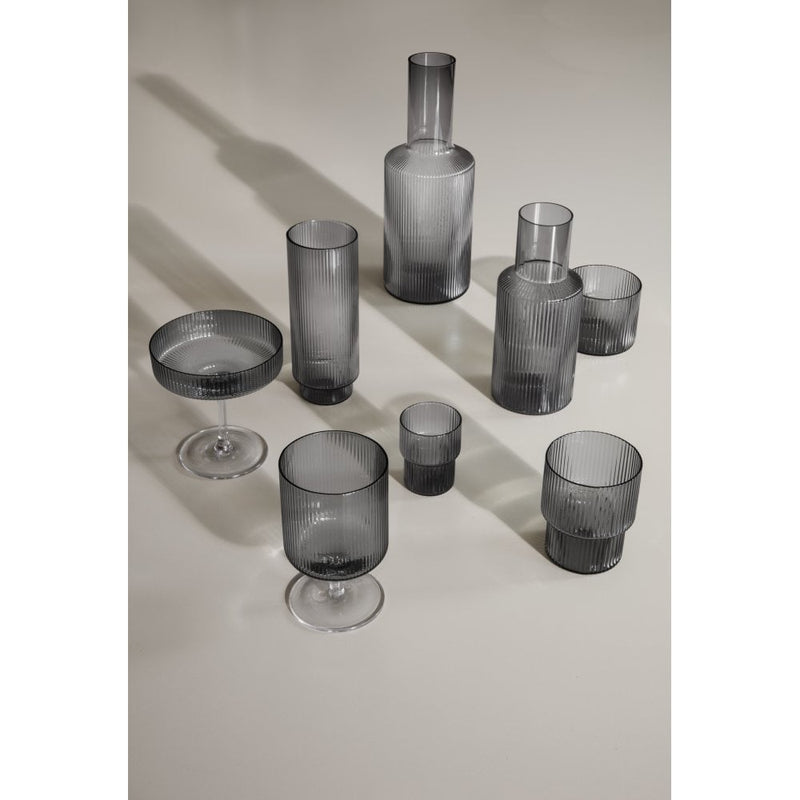 Ferm Ripple Small Glasses - Set of 4 - Smoked Grey