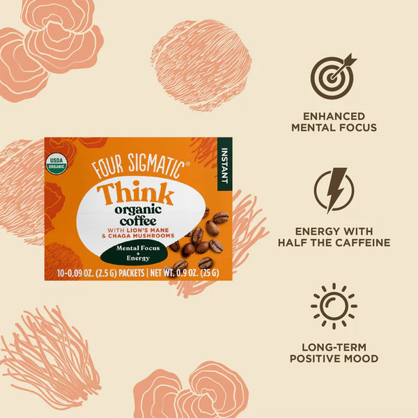 Four Sigmatic THINK Organic Instant Coffee Mix with Lion's Mane & Chaga Mushrooms