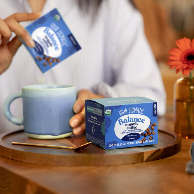 Four sigmatic BALANCE Organic Instant Coffee Mix with Ashwagandha & Eleuthero Adaptogen
