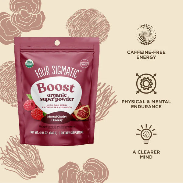 Four sigmatic BOOST Organic Super Powder with Super Fruits and Antioxidants Red Raspberry