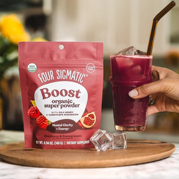 Four sigmatic BOOST Organic Super Powder with Super Fruits and Antioxidants Red Raspberry