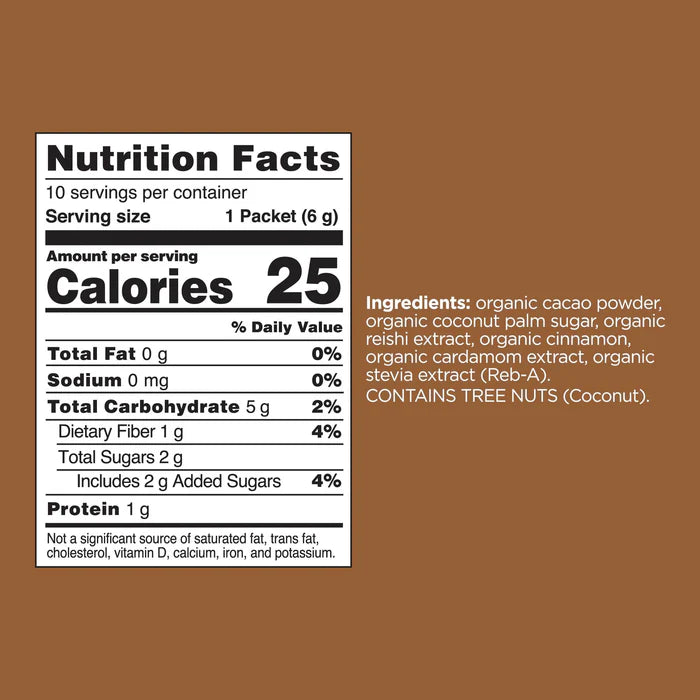 Four sigmatic CALM Organic Cacao Mix with Reishi Mushrooms