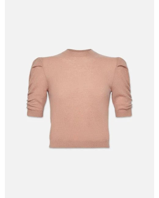 Frame Ruched Sleeve Cashmere Sweater Blush