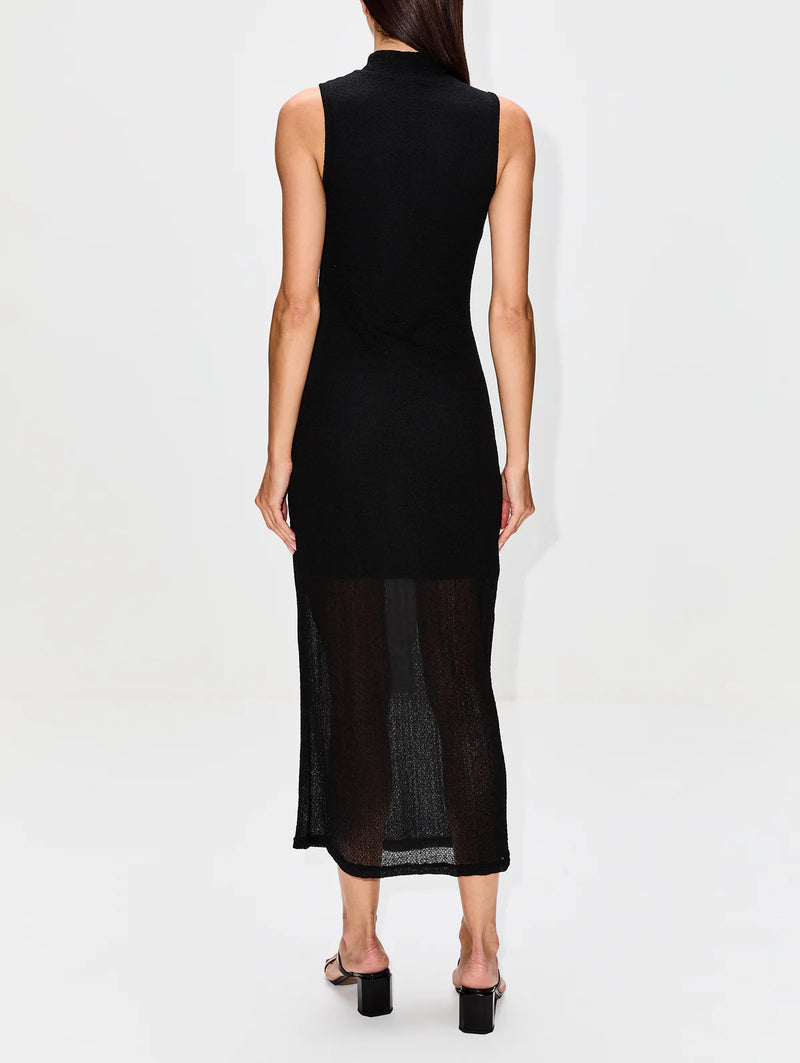 Frame S/L Mesh Mockneck Dress Black