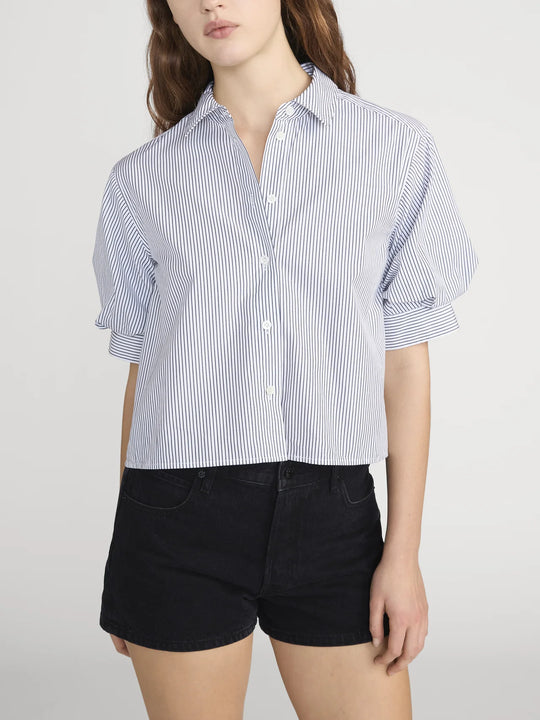 Frame The Billow Sleeve Shirt Navy Stripe