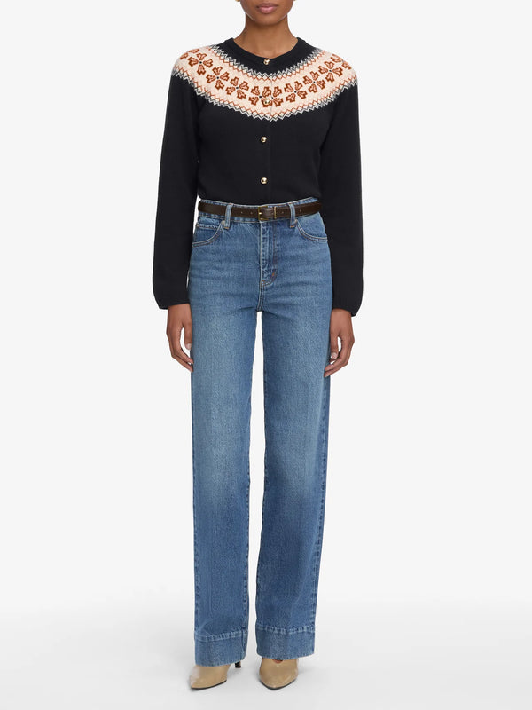 Frame The Cashmere Fairisle Cardi Navy