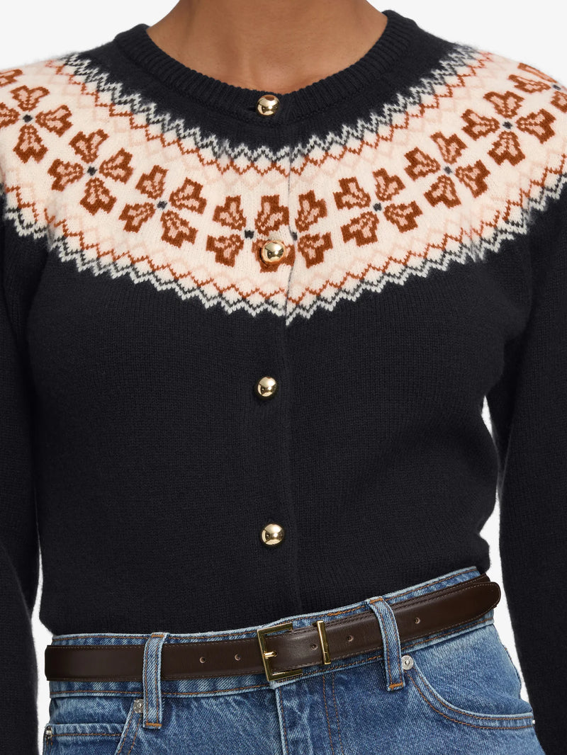 Frame The Cashmere Fairisle Cardi Navy