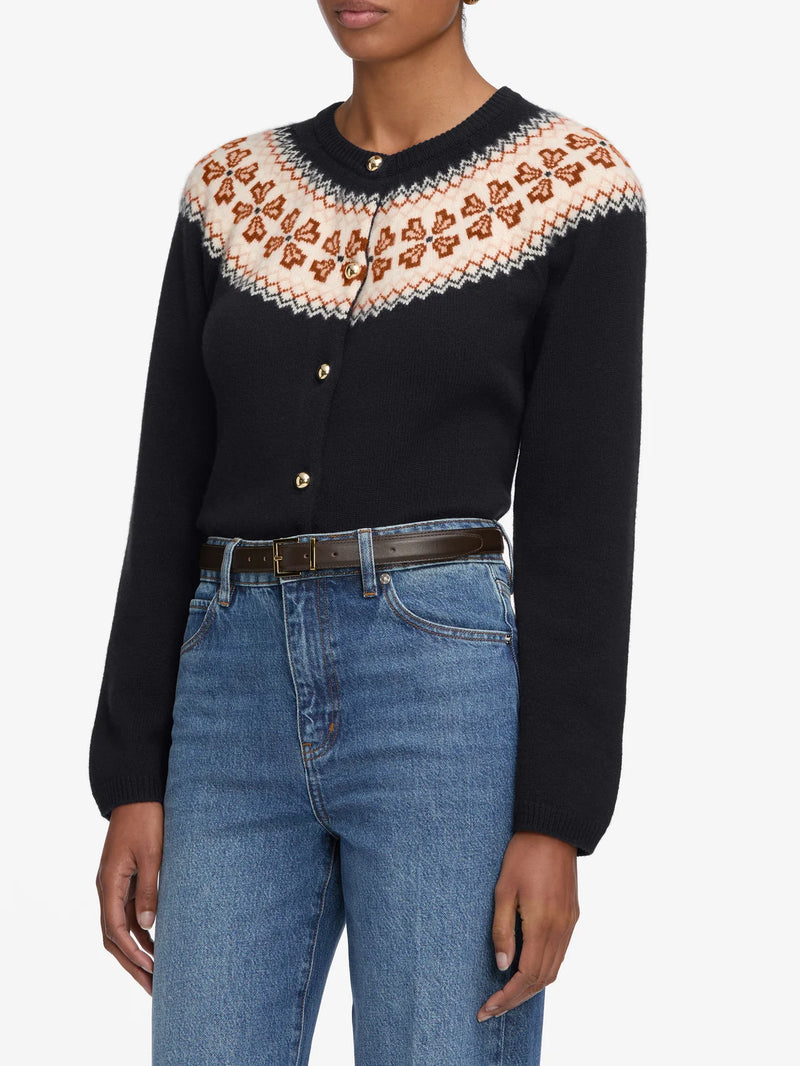 Frame The Cashmere Fairisle Cardi Navy