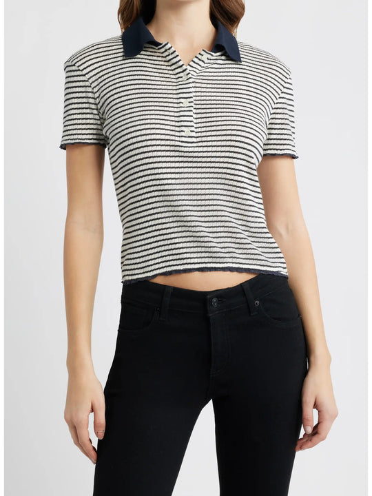 Frame The Pointelle Polo Navy Multi