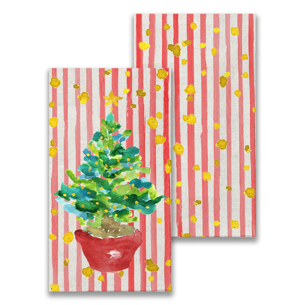 French Graffiti Red Potted Christmas Tree Paper Guest Towel
