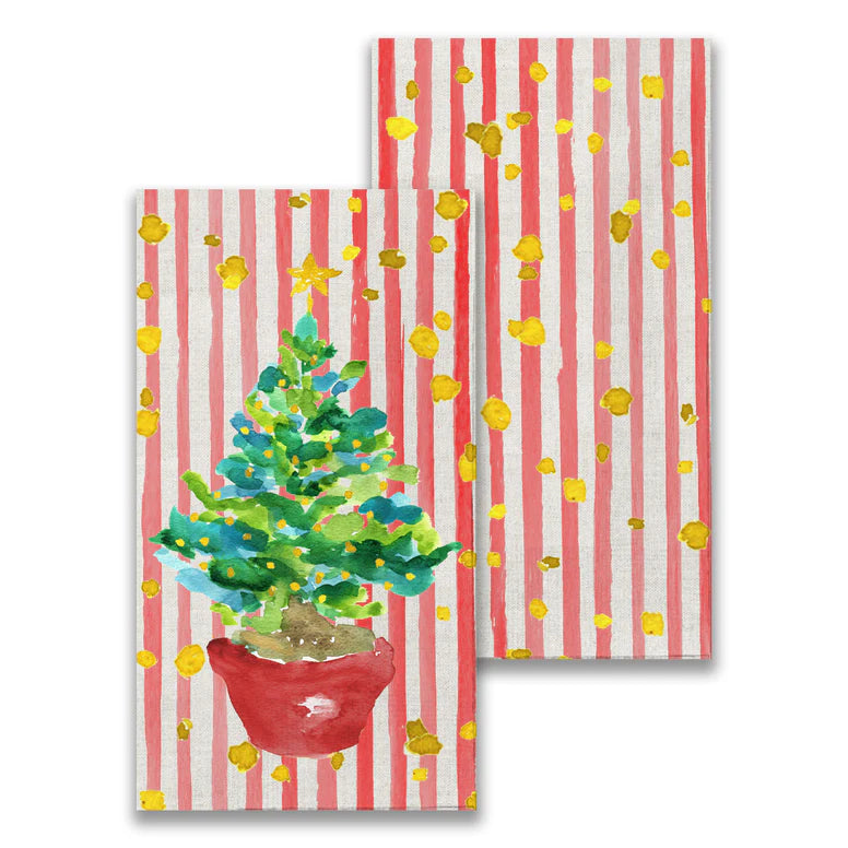 French Graffiti Red Potted Christmas Tree Paper Guest Towel