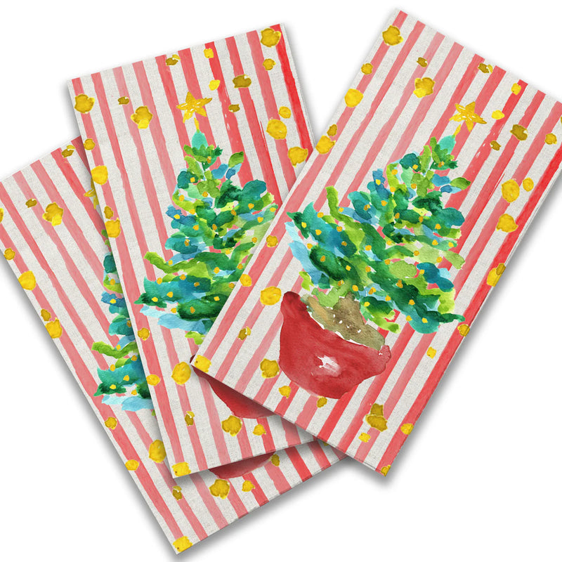 French Graffiti Red Potted Christmas Tree Paper Guest Towel