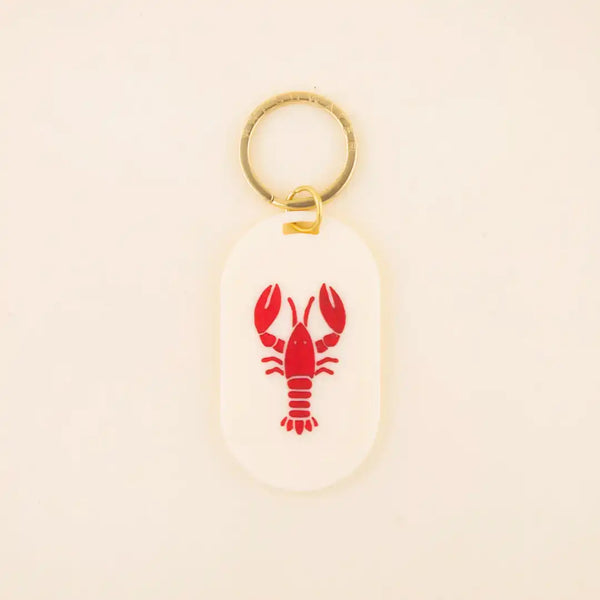 Freshwater Curated Goods Lobster Icon Pill Keychain Cream, On Card