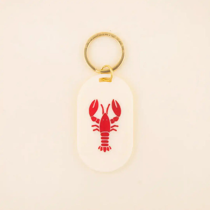 Freshwater Curated Goods Lobster Icon Pill Keychain Cream, On Card