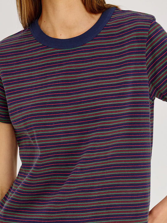 Rails Girlfriend Tee - Maroon/Navy Stripe