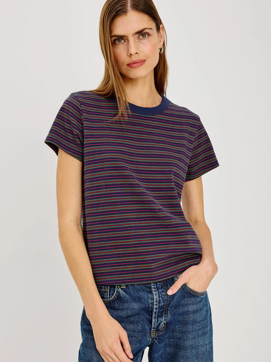 Rails Girlfriend Tee - Maroon/Navy Stripe
