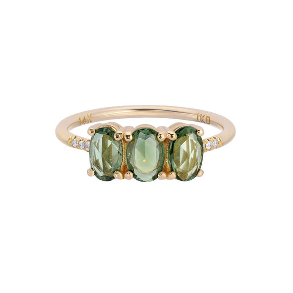 Jennie Kwon Designs Green Sapphire Olive Equilibrium Ring