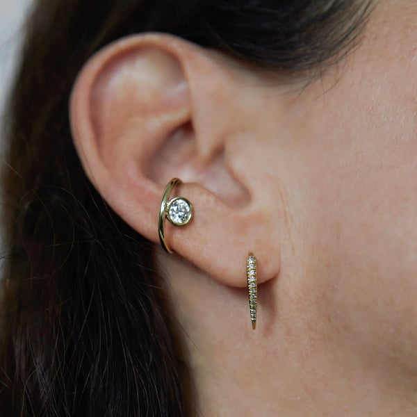 Gabriela & Co Disc Ear Cuff with Floating Diamond Classic