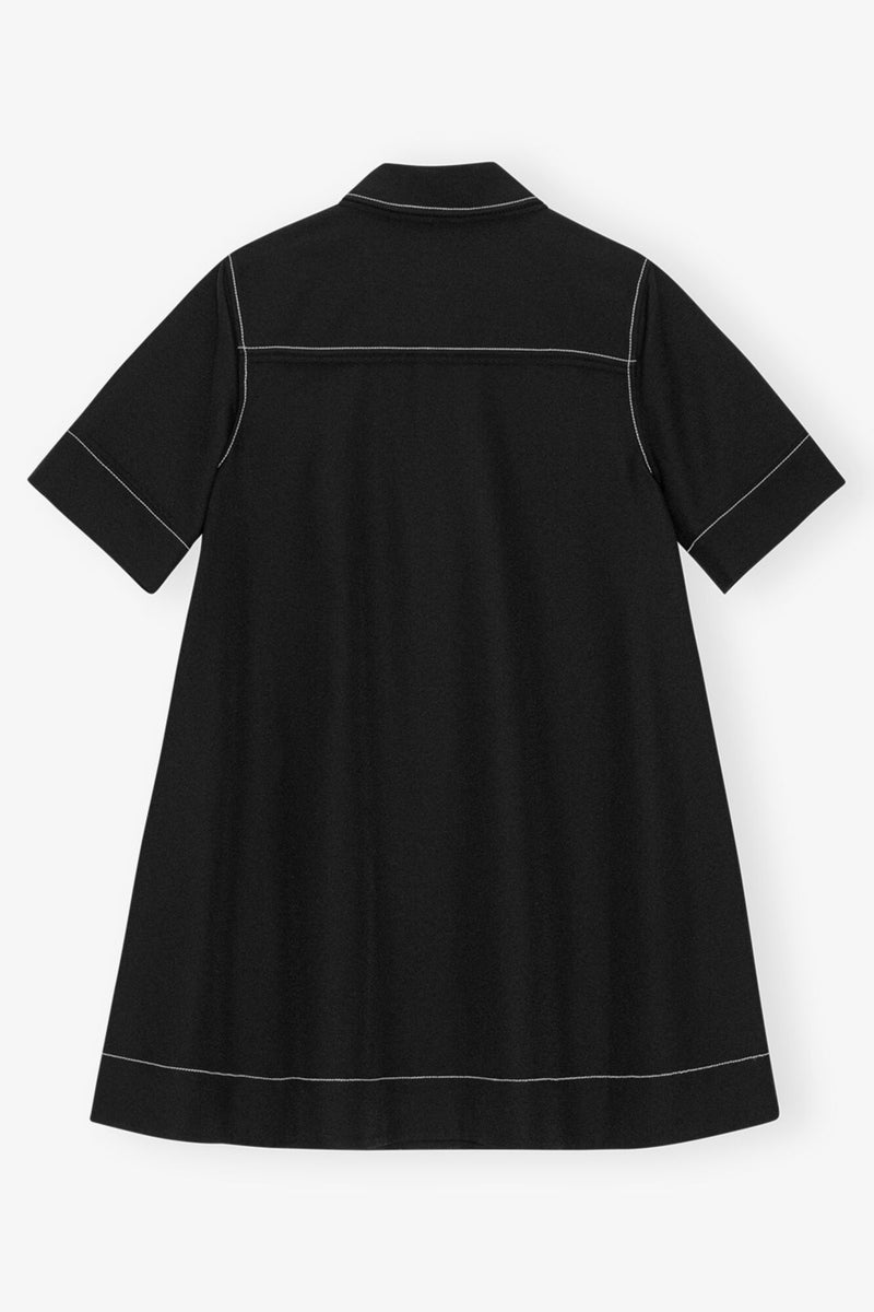 Ganni Crepe Sable Mini Dress Black