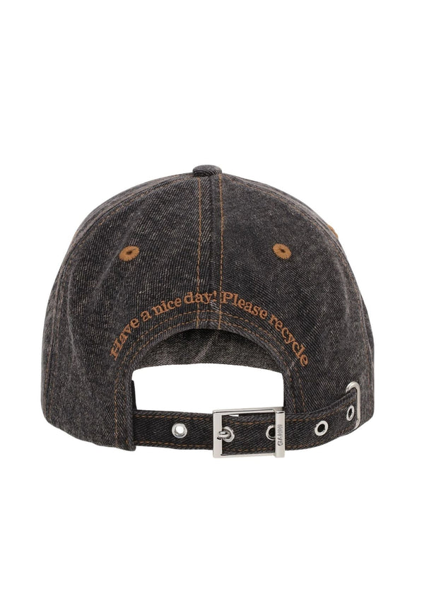 Ganni Denim Cotton Washed Cap Washed Black/Black