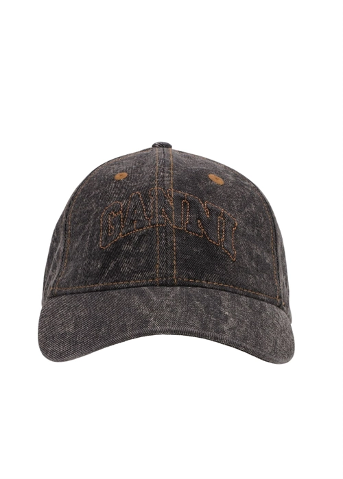 Ganni Denim Cotton Washed Cap Washed Black/Black