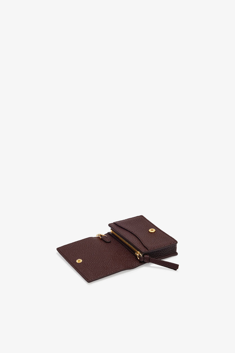 Ganni Ganni Card Holder With Flap Grained Chicory Coffee