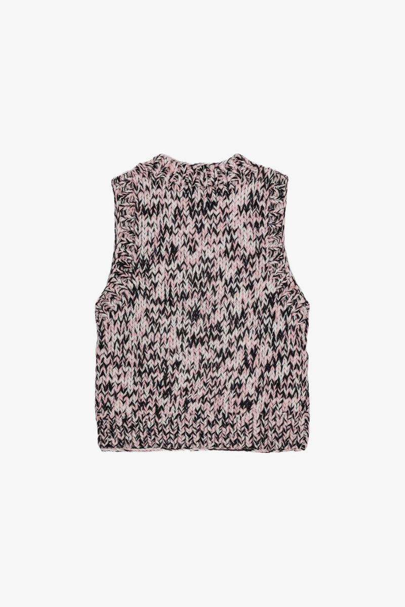 Ganni Graphic Wool Handknit Vest Chalk Pink