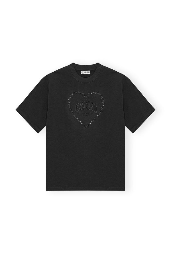 Ganni Heavy Cotton Drop Shoulder Heart T-shirt